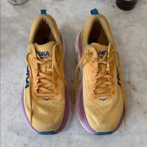 Hoka Vibrant Yellow and Pink Sneakers